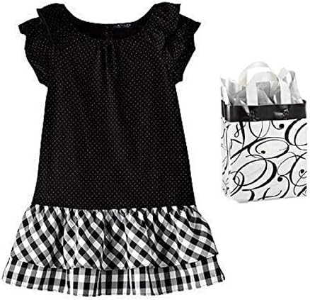 Chaps Little Girls' Plaid Dot Drop Waist Dress & Bag - 2 Piece Gift Set