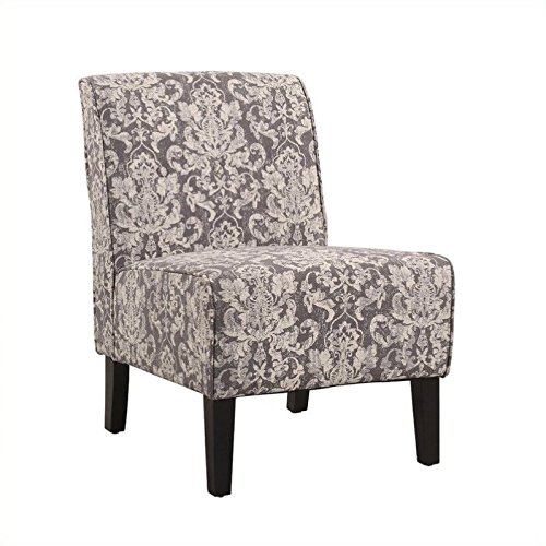 Riverbay Furniture Accent Fabric Slipper Chair in Gray Floral Pattern