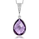 Gem Stone King 6.50 Cttw Amethyst Pendant Necklace For Women In 925 Sterling Silver | Pear Shape 16X12MM | Gemstone Birthstone | With 18 Inch Silver Chain