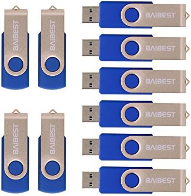 BaiBest 10PCS 8GB Flash Drive 8G Usb 2.0 Flash Drive Memory Stick Swivel Drive-blue