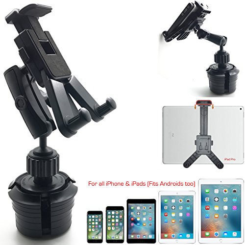 ChargerCity HDX-2 Drinks Beverage Cup Holder Mount for Smartphones & Tablets : Apple iPad Pro Air Mini iPhone 7 Plus 6s 6 (7 to 12.9 Screen) Galaxy S8 S7 Edge Tab X (For Home Theater Recliner also)