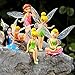 DAMEING 6PCS Miniature Flower Fairy Girls Tinkerbell Fairies Cake Toppers Garden Landscaping Flowers Ornaments Cupcake Topper Figurine Decoration for Kids Birthdays