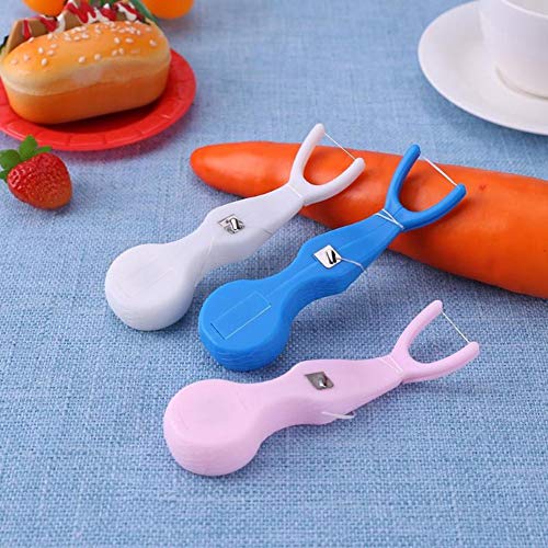 xxiaoTHAWxe Replaceable 30m Dental Floss Pick Toothpicks Oral Care Cleaner Interdental Brush - Blue