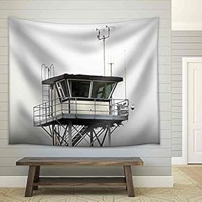 Coast Guard Tower Overlooking The Pacific Ocean - Fabric Wall Tapestry Home Decor - 51x60 inches