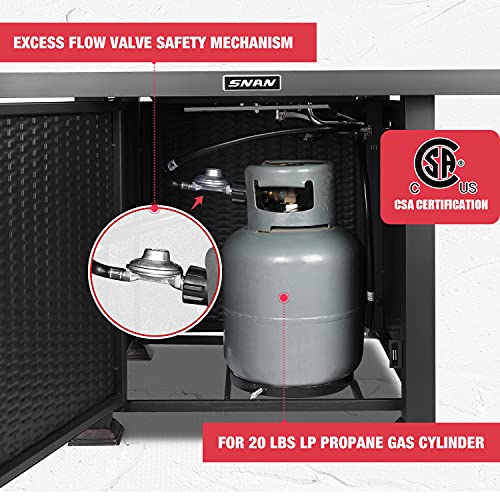 SNAN 32" Propane Gas Fire Pit Table 50,000 BTU with Glass Wind Guard