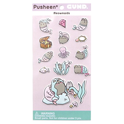 Enesco Pusheen Meowmaids Mermaid Sticker Sheet, 14Piece, Multicolor