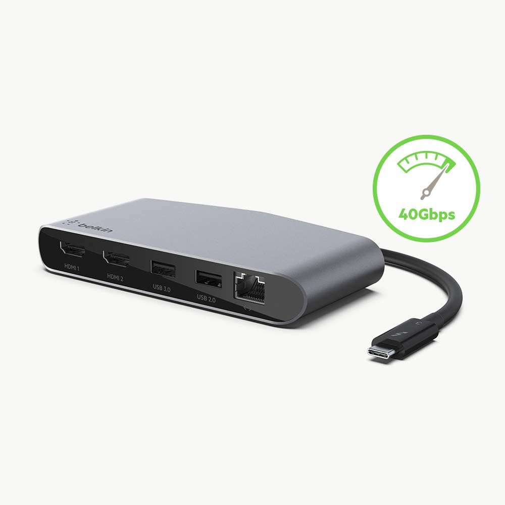 Belkin Thunderbolt 3 Dock Mini W/ Thunderbolt 3 Cable (Thunderbolt Dock for MacOS and Windows USB-C Laptops, Dual 4K @60Hz, 40Gbps Transfer Speeds): Computers & Accessories