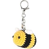 BIBABLYKE Personalized Cute Bees Pendant Crochet Keychain Lucky Funny Bees Charm Keyring Women Beautiful Pendant Keyholder Gift Cotton/Alloy