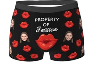 Naispanda Custom Men's Boxer Briefs and Socks with Girlfriend Wife Women's Pet Photo Text, Personalized Underpants