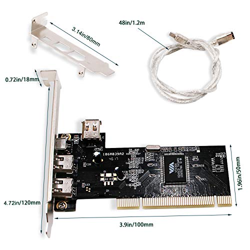 LinksTek PCI FireWire Card for Windows 98/2000/2003/XP/Vista/7/8/8.1/10/Server(32/64bit) Desktop PCs-IEEE 1394A FireWire 400-6Pin X3 Ports and 4Pin X1 Port-Include Low Profile Bracket(PCI-1394A) - Thumbnail 5