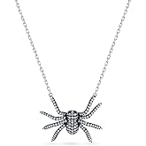 BERRICLE Sterling Silver Spider Cubic Zirconia CZ Fashion Pendant Necklace for Women, Rhodium Plated 16 inch