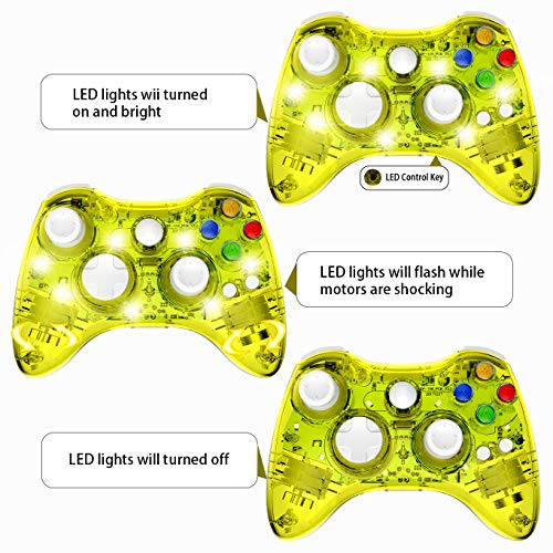 Wireless Xbox 360 Controller Console Double Motor Vibration Wireless Gamepad Gaming Joypad (Yellow)