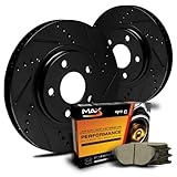 Max Brakes E-Coated Slotted|Drilled Rotors w/Ceramic Brake Pads Front Elite Brake Kit KT002281 [Fits:1992-1996 Achieva Cavalier Corsica Grand Am Skylark]