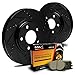 Max Brakes E-Coated Slotted|Drilled Rotors w/Ceramic Brake Pads Front Elite Brake Kit KT002281 [Fits:1992-1996 Achieva Cavalier Corsica Grand Am Skylark]