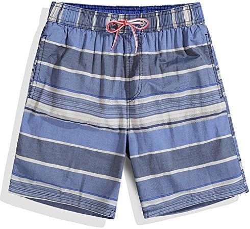 Hyunong Beach Pants Men's Quick-Drying Cotton Thin Section Striped Pants Seaside Holiday Leisure Shorts Men,1,L