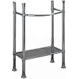 American Standard 8711000.002 Retrospect Console Table Metal Legs with Lower Glass Shelf, 6 in wide x 16 in tall x 34 in deep, Polished Chrome