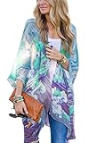 Fanala Women Printed Chiffon Shawl Kimono Cardigan Tops Cover up Blouse