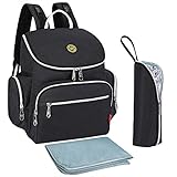 S-ZONE Multi-function Baby Diaper Bag Backpack with Changing Pad and Portable Insulated Pocket (Black)