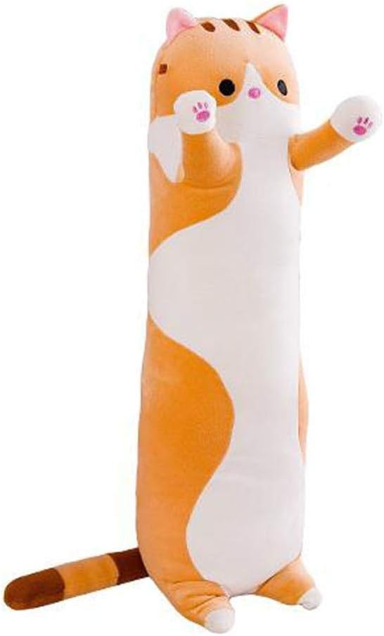 gaibian Cute Cat Doll Plush Toy,Sleeping Cat Hugging Pillow Stuffed Plush Soft Toy (yellow)