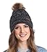 Faux Fur Pom Pom Beanie by Brook + Bay - Stay Warm & Stylish this Winter - Thick, Soft & Chunky Cable Knit Beanie Hats for Women & Men - Serious Beanies for Serious Style