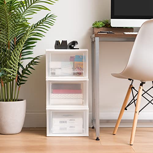 IRIS USA 17 Qt. Plastic Stackable Storage Drawers, Medium, 4 Pack