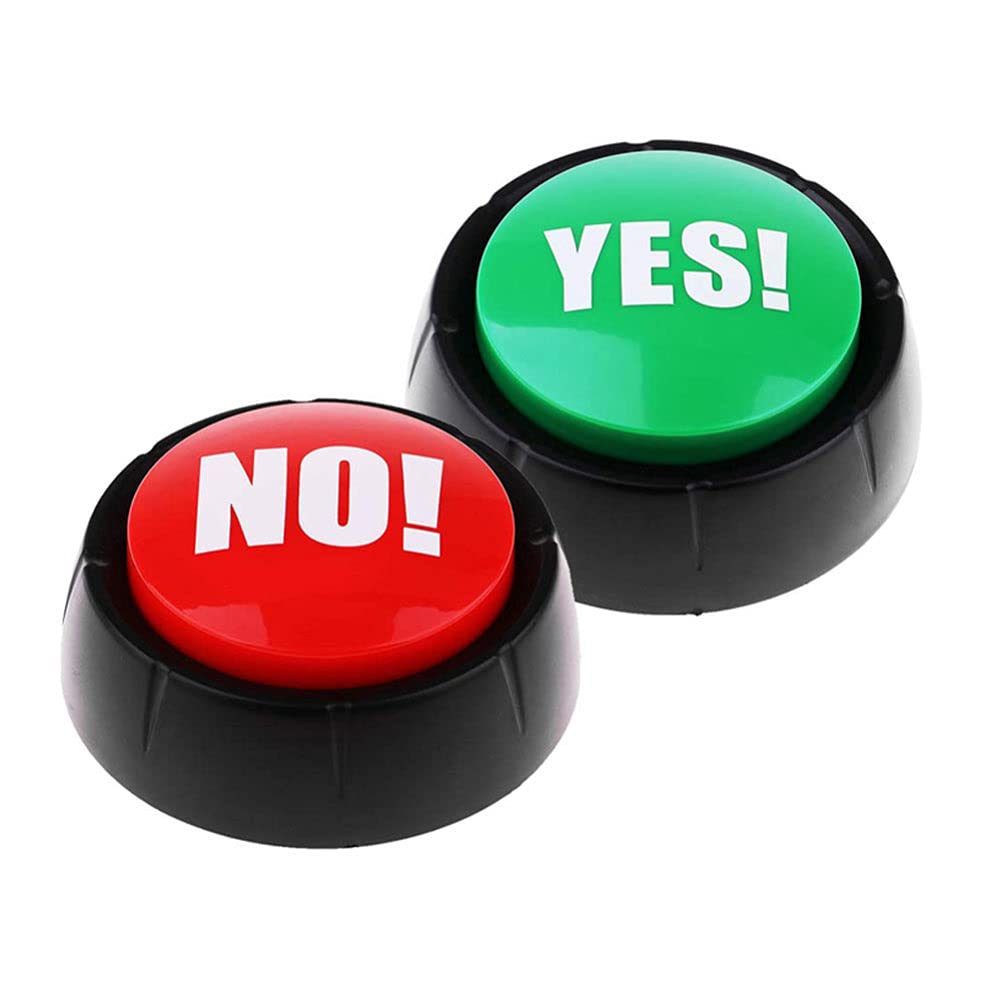 TEHAUX 2Pcs Yes No Sound Buzzers Answer Buzzers Sound Button Talking Button Learning Buzzers Dog Buttons Pet Talking Button for Funny Party Favor Prank Toy Red Green,1