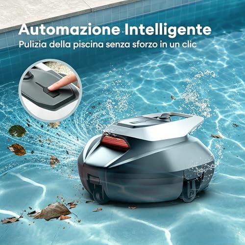 10 Robot Piscina Fuori Terra Senza Fili, Doppio Motore, 90 Minuti Autonomia Robot Per Piscina Intelligente, Design Bionico con Auto Parcheggio – Adatto a Piscine Interrate e Fino a 80 m²