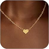 XIXINI Cute Heart Necklace for Women, Small Cute Stuff for Teen 14K Gold Plated Heart Pendant Choker Necklace Dainty Gold Friendship Necklace Teen Birthday Gifts Trendy Stuff Gold Jewelry Gifts
