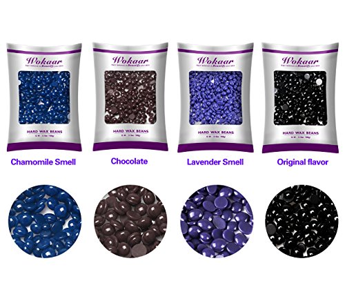 Wokaar Wax Warmer Hair Removal Waxing Kit with 4 Flavor Hard Wax Beans and 20 Wax Applicator Sticks