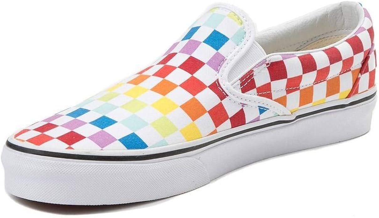rainbow checkerboard vans lace up