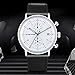 Men Quartz Watches Sports Chronograph Waterproof Genuine Leather Band Business Wristwatch … (white)