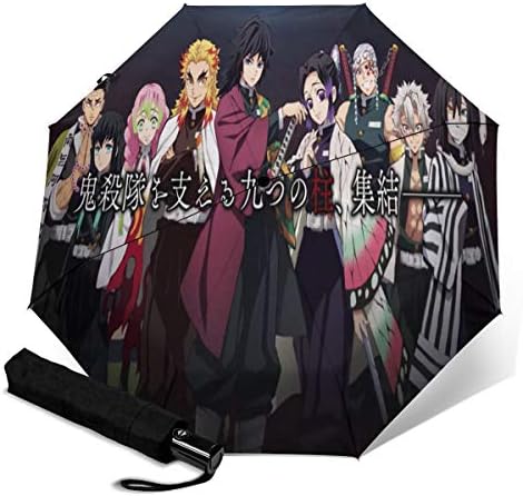 鬼滅の刃 鬼殺隊 折りたたみ 日傘 完全遮光 紫外線遮蔽率99 超耐風撥水 梅雨対策 携帯しやすい晴雨兼用 収納ポーチ付き 手動 自動