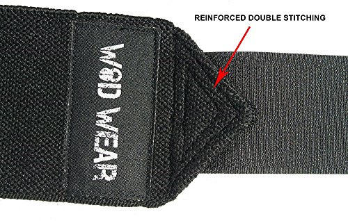 Elastic Wrist Wraps - Professional Fitness Elastic 18 Inch Pair of Two for Powerlifting, Bodybuilding, Weight Lifting, Cross-Training Wrist Supports for Weight Training (Black Stripe) - Thumbnail 2