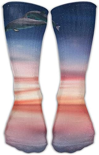 ZHONGJIAN Unisex Knee High Long Socks The Star Sky Dolphins Fly.PNG Sport Wrist Socks Length 30cm