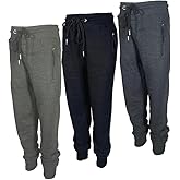 BROOKLYN VERTICAL 3-Pack Boys Fleece Cotton Joggers Sweatpants with Zipper Pocket and Drawstring | Small-XL