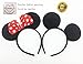Perfec Mickey Mouse Ears Solid Black and Bow Minnie Headband For Boys and Girls Birthday Party Mom Baby Hairs Accessories Girl Headwear Party Decoration Baby Shower Halloween Set Of 2