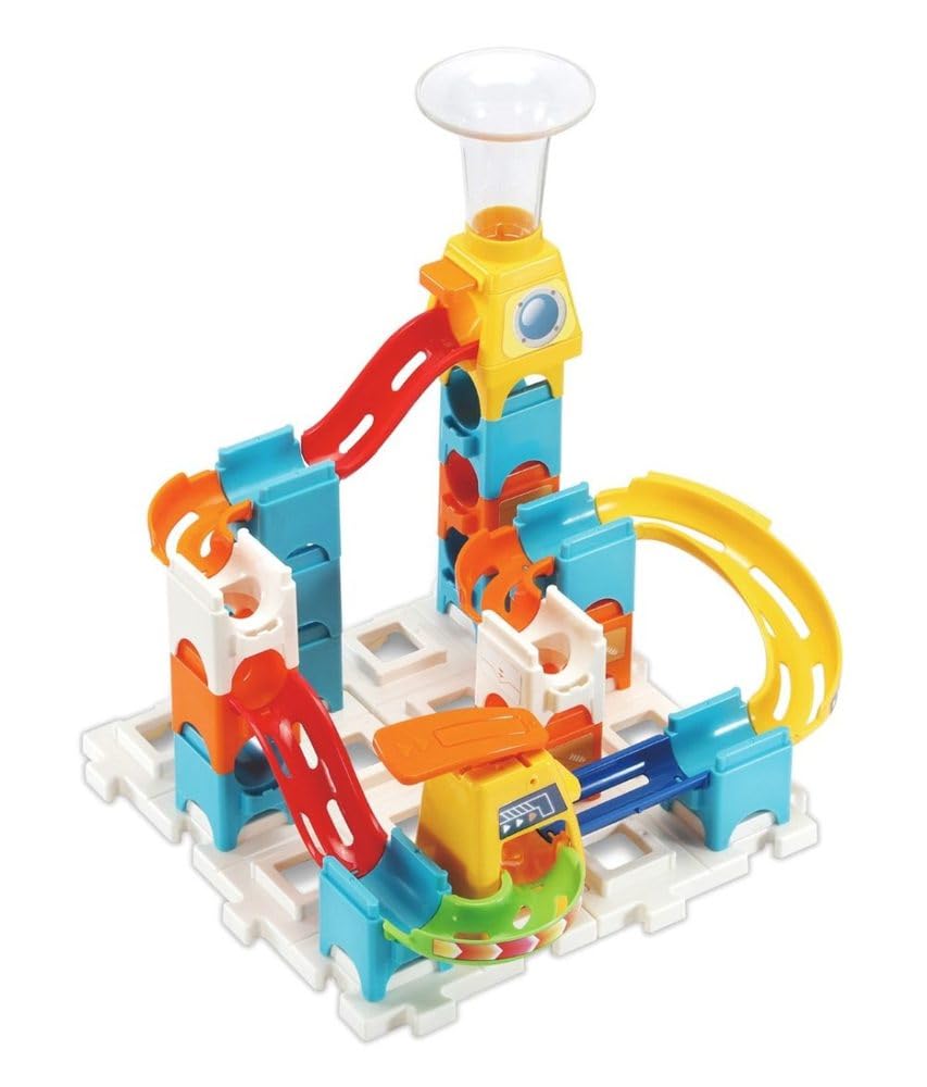 VTech Marble Rush Starter Set, Construction Toys for Kids with 3 Marbles and 30 Building Pieces, Track Set for Boys and Girls, Colour-Coded Building Toy for Children Aged 4 Years +, English Version