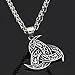 GuoShuang Men Stainless Steel Viking Odin's Horn Wolf Pendant Necklace