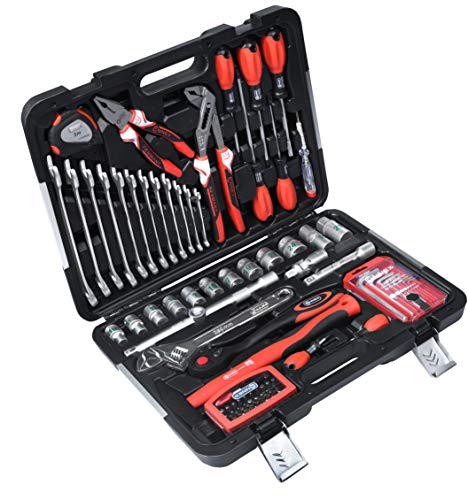 Connex Werkzeugkoffer 82-teilig - Robuster Kunststoffkoffer - Mit Spannverschlüssen - Made in Germany Zangen - Für…