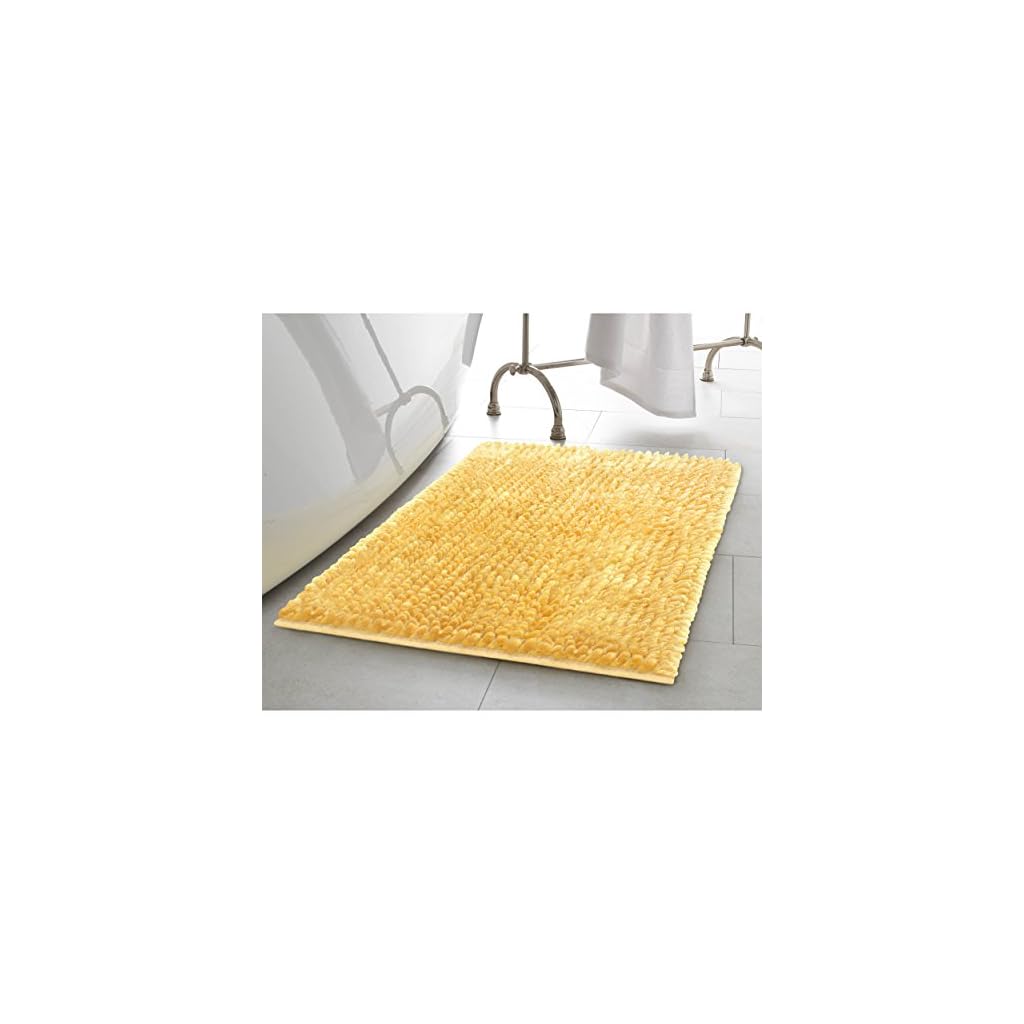 Laura Ashley Butter Chenille 17" x 24" Bath Mat, Yellow LAVORIST
