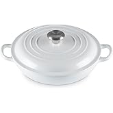 Le Creuset Enameled Cast Iron Signature Braiser, 1.5 qt., White Signature Stainless Knob