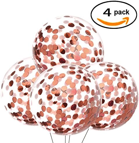 36inch Rose Gold Round Confetti Balloons Giant Clear Latex Helium Balloons Confetti Balloons Nursery Baby Shower Birthday Wedding Favors Party Decorations