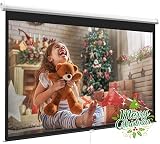 Projector Screen 100 Inch 16:9 - Auto-Locking Portable Projection Screen for 4K 3D 1080P HD - Manual Projector Screen Pull Down for Indoor Outdoor Home Theater Office Movies by PERLESMITH