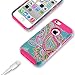 iPhone 5C Case,iphone5C Case,Kmall(TM) for iPhone 5C 2in1 High Impact Hybrid Dual Layer Case Heavy Duty Case Full-body Matte Rugged Armor Cover Case with Totem Tribe Floral Pattern (Hot Pink)