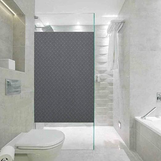 Covering Privacy Film Shower Window Cling, Fleur De Lis Floral Ornament