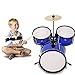 Drum Set Kids Children's Junior Beginner Drum Kit with Cymbals Stands Stool Sticks Metallic Blue,Metallic Royal Blue, 3-Piece Set