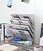 Denozer 6 Tier Wall Mount File Holder Organizer Hanging Magazine Rack (Silver)