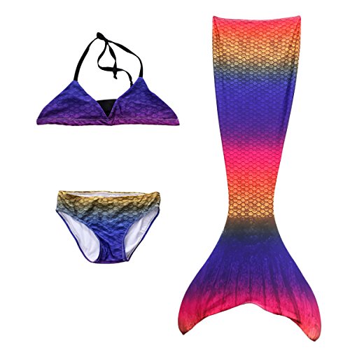1stvital Mermaid Tails Bikini Swimsuit Swimmming Costume with Monofin-Kids and Adults