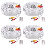 WildHD 4x150ft All-in-One Siamese BNC Video and Power Security Camera Cable BNC Extension Wire Cord with 2 Female Connetors for All HD CCTV DVR Surveillance System (White)