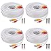 WildHD 4x150ft All-in-One Siamese BNC Video and Power Security Camera Cable BNC Extension Wire Cord with 2 Female Connetors for All HD CCTV DVR Surveillance System (White)